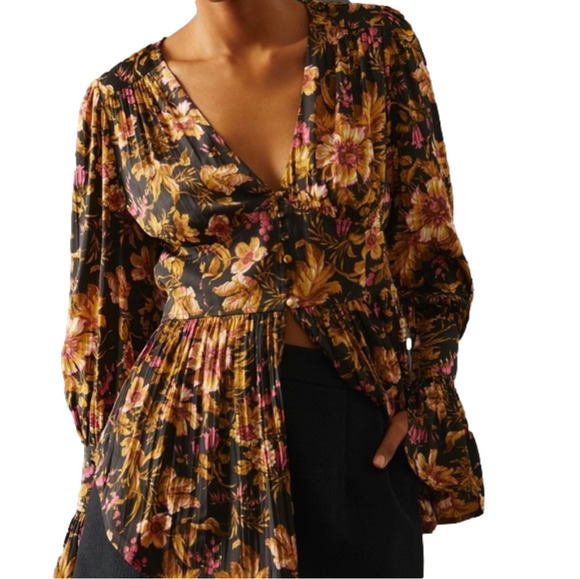 Anthropologie floral black motif tunic size S - Picture 5 of 10